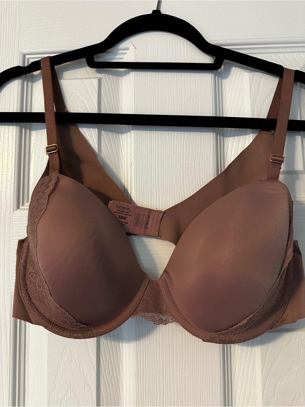 Soma Smooth Lace-Trim T-Shirt Bra in Cocoa